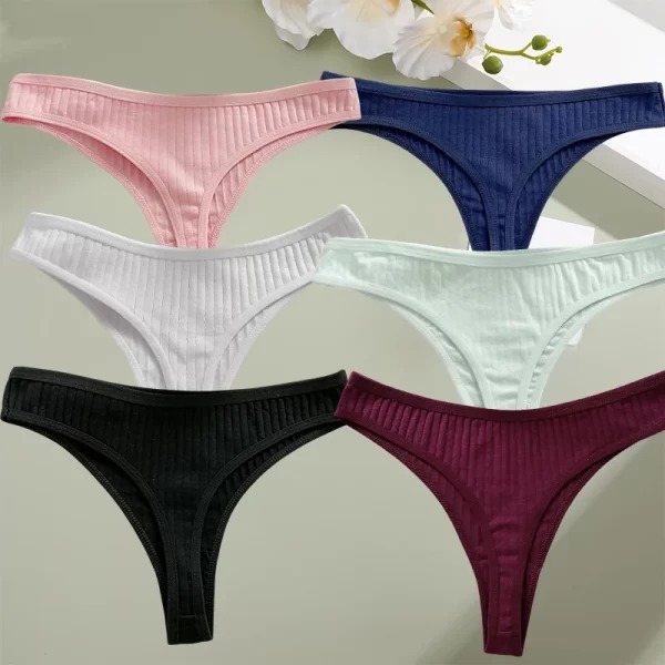 6 pçs/set calcinha de algodão g-string calcinha feminina sexy lingerie feminina tanga briefs para mulher cor sólida calcinha íntima - Image 8