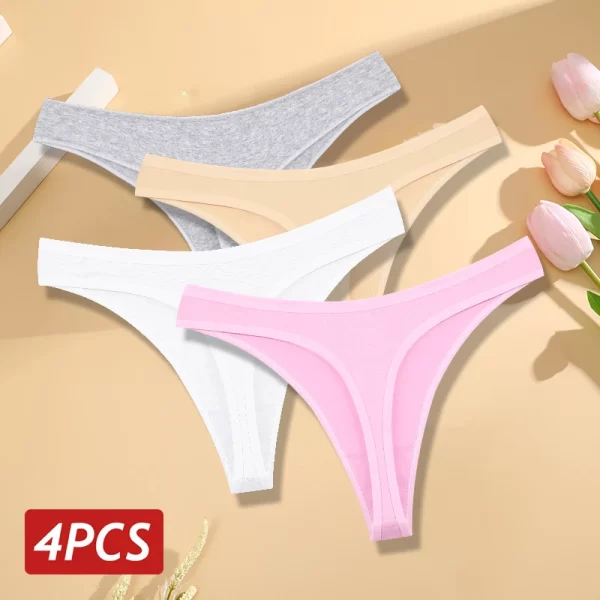 4 pçs/set sem costura calcinha de algodão para mulheres sexy baixo crescimento tanga g-string calcinha feminina cintura v respirável roupa interior lingerie macia - Image 17