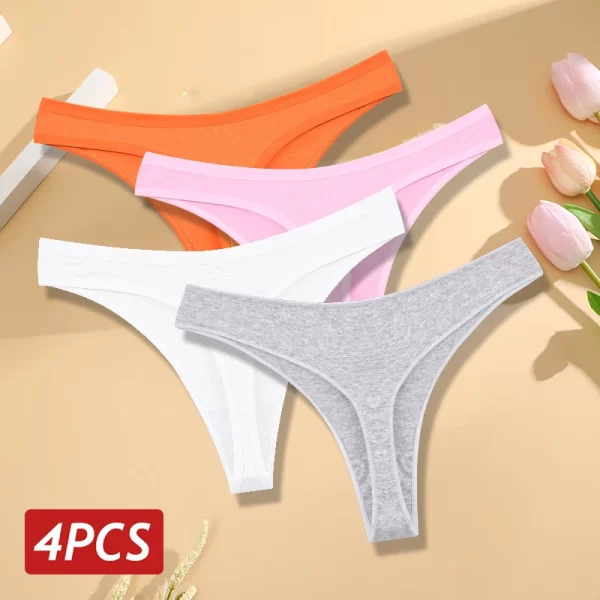 4 pçs/set sem costura calcinha de algodão para mulheres sexy baixo crescimento tanga g-string calcinha feminina cintura v respirável roupa interior lingerie macia - Image 16