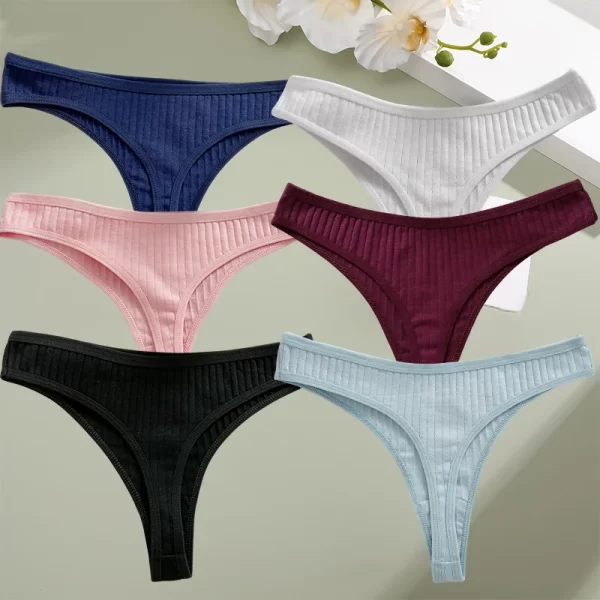 6 pçs/set calcinha de algodão g-string calcinha feminina sexy lingerie feminina tanga briefs para mulher cor sólida calcinha íntima - Image 7