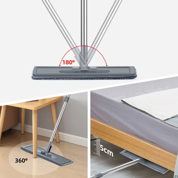 Conjunto de esfregão e balde plano sem mão, para sistema profissional de limpeza de piso doméstico com almofadas de microfibra laváveis ​​para madeira dura - Image 4