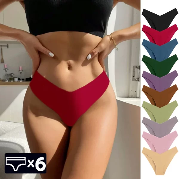 Warmsteps 6 pçs/set v-cut sexy calcinha feminina tangas simples gelo seda lingerie feminina íntima sem costura cuecas para mulher