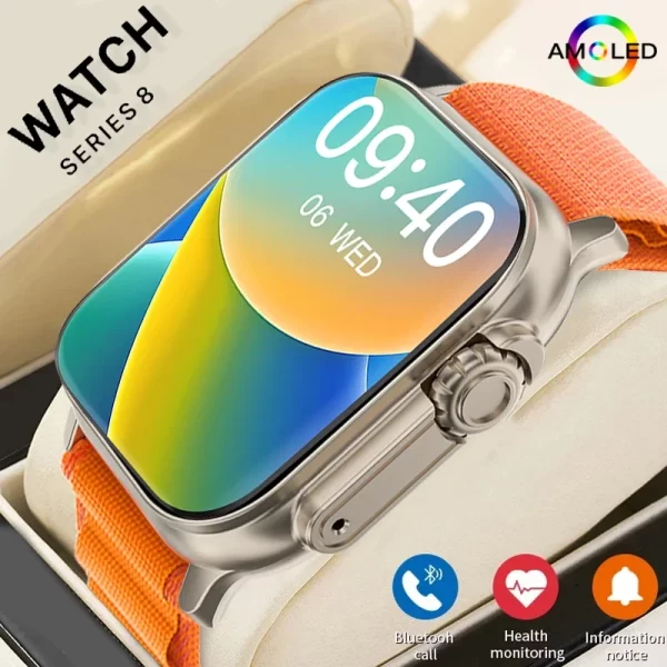 t800 ultra, relógio inteligente masculino 49mm série 8 2.3 "tela amoled nfc bússola à prova dwaterproof água para apple watch iwo ultra 8 smartwatch