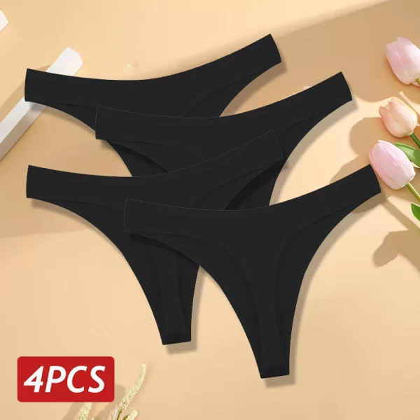 4 pçs/set sem costura calcinha de algodão para mulheres sexy baixo crescimento tanga g-string calcinha feminina cintura v respirável roupa interior lingerie macia - Image 7