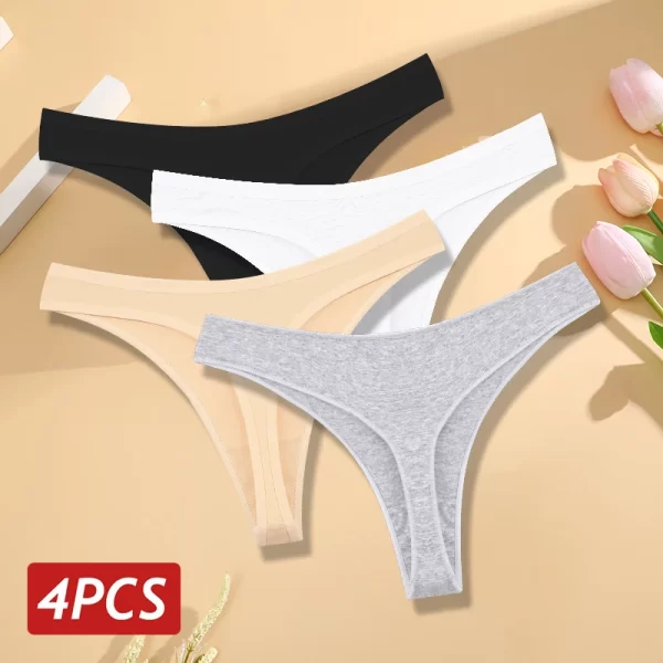 4 pçs/set sem costura calcinha de algodão para mulheres sexy baixo crescimento tanga g-string calcinha feminina cintura v respirável roupa interior lingerie macia - Image 11