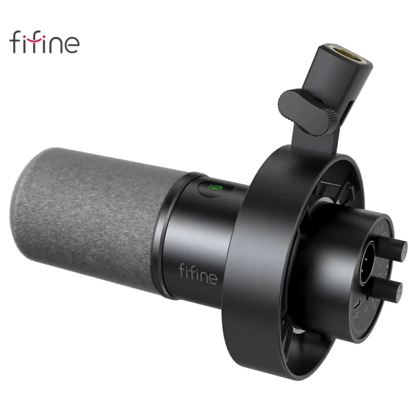 Microfone dinâmico FIFINE USB/XLR com montagem antichoque, toque mudo, entrada para fone de ouvido e controle de volume, para gravação em PC ou placa de som -K688