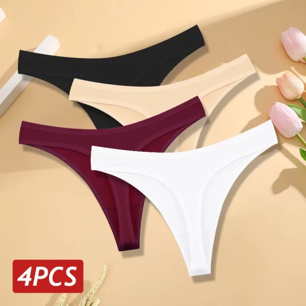 4 pçs/set sem costura calcinha de algodão para mulheres sexy baixo crescimento tanga g-string calcinha feminina cintura v respirável roupa interior lingerie macia - Image 13