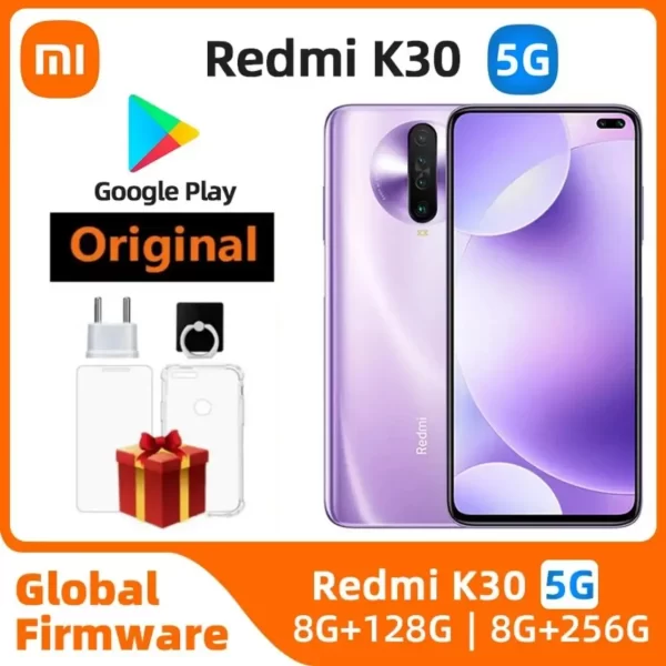 Original xiaomi redmi k30 5g smartphone 64mp android desbloqueado 6.67 polegadas 8gb ram 256gb rom snapdragon 765g celular