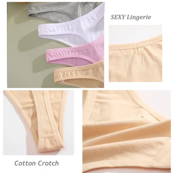 4 pçs/set sem costura calcinha de algodão para mulheres sexy baixo crescimento tanga g-string calcinha feminina cintura v respirável roupa interior lingerie macia - Image 3