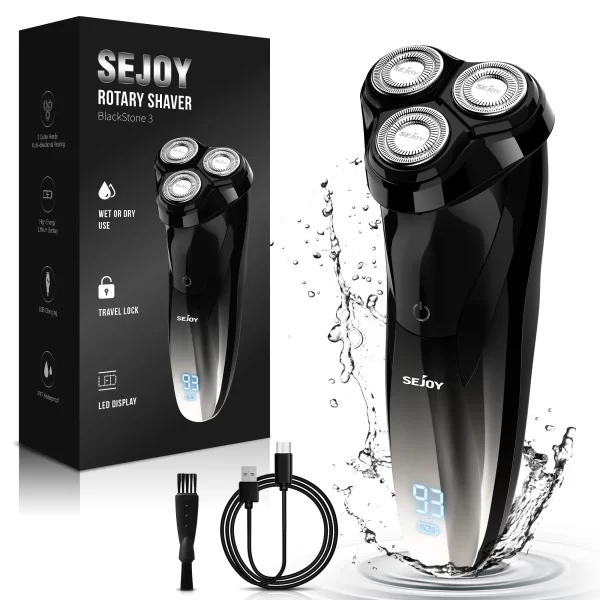 Sejoy barbeador elétrico masculino 3D USB recarregável 5W barbeador elétrico com tela LCD IPX7 à prova d'água máquina de barbear elétrica - Image 7