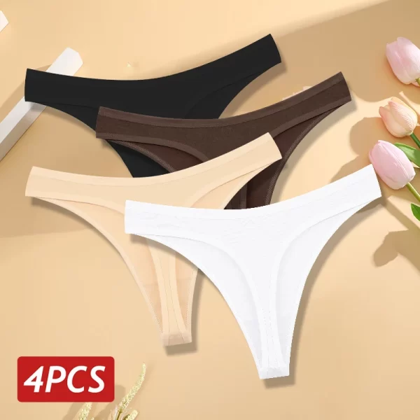 4 pçs/set sem costura calcinha de algodão para mulheres sexy baixo crescimento tanga g-string calcinha feminina cintura v respirável roupa interior lingerie macia - Image 10