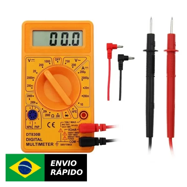 Multímetro digital Acv do diodo Dt-830 Dcv Dca com bateria de 9v