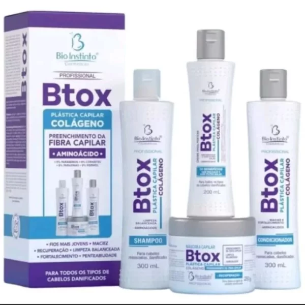 Kit Tratamento Profissional Btox Preenchimento da Fibra Capilar - 4 Itens Bio Instinto