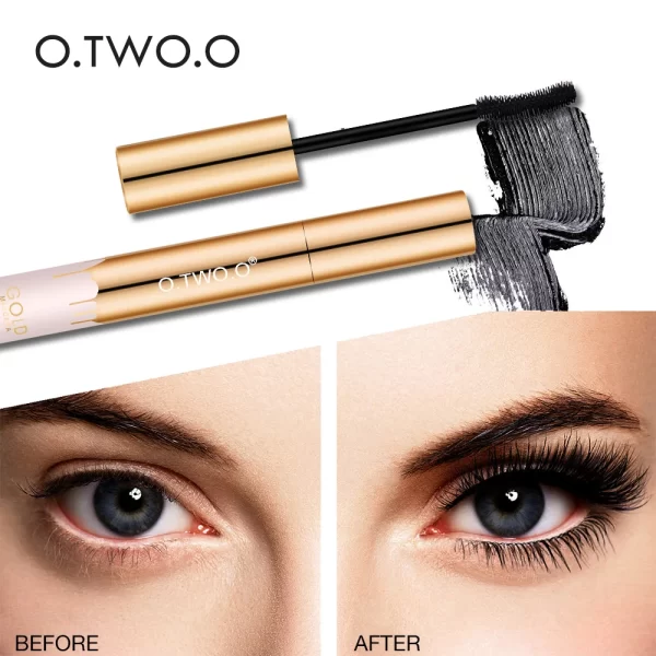 O.TWO.O 3D Mascara Alongamento Preto Lash Cílios Extensão Eye Lashes Escova Beleza Maquiagem Long-vestindo Rímel Cor Dourada - Image 6