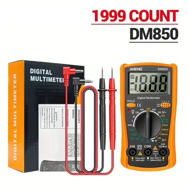 DM850 Professional Digital Multimeter 1999 Auto AC/DC Votage Tester Ohm Current Ammeter Test Probe Professional Detector Tool - Image 7