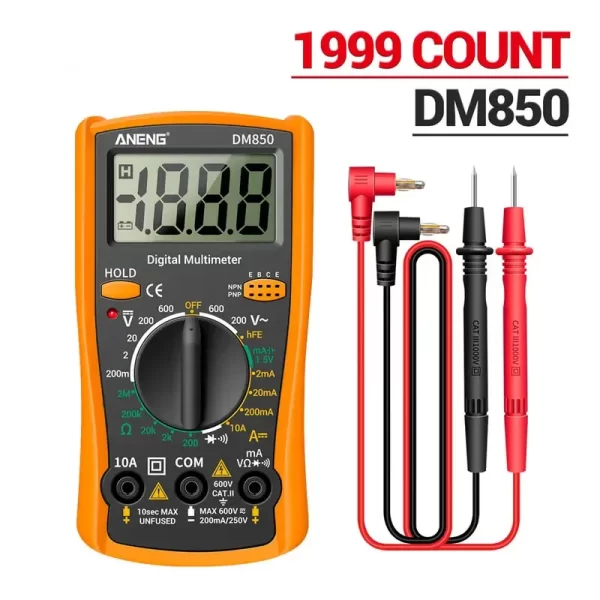 DM850 Professional Digital Multimeter 1999 Auto AC/DC Votage Tester Ohm Current Ammeter Test Probe Professional Detector Tool