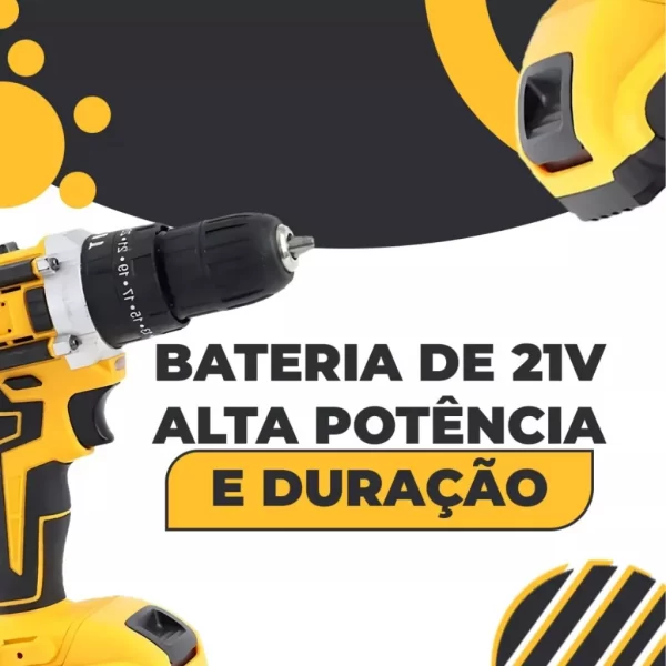 Conjunto de furadeira e chave de fenda sem fio com 2 baterias - Kit de perfuração elétrica profissional de 21V - Image 4