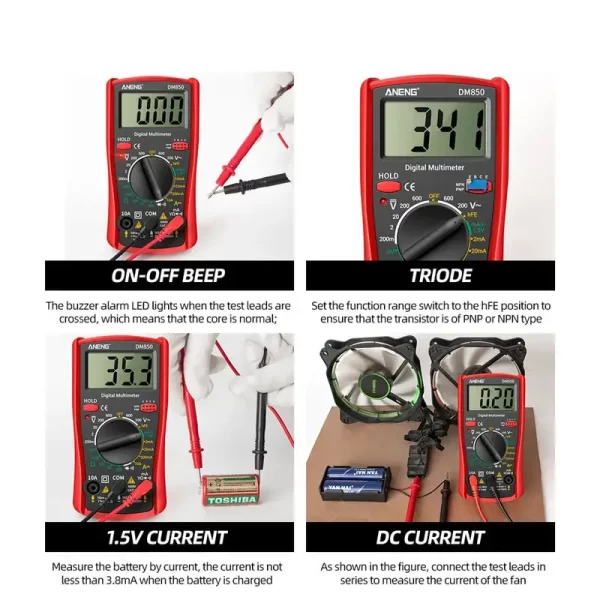 DM850 Professional Digital Multimeter 1999 Auto AC/DC Votage Tester Ohm Current Ammeter Test Probe Professional Detector Tool - Image 3