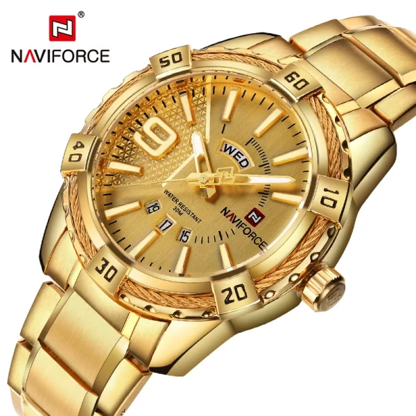 NAVIFORCE Top Marca de Luxo Relógio de Pulso de Quartzo Masculino Original Moda Relógios de Ouro Para Homens À Prova D 'Água Relógio de Aço de Negócios Homem - Image 6